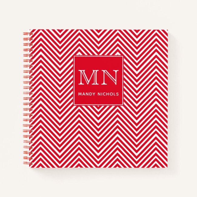 Red and White Chevron Pattern Monogram