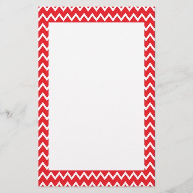 Red and White Chevron Pattern Stationery (Front)