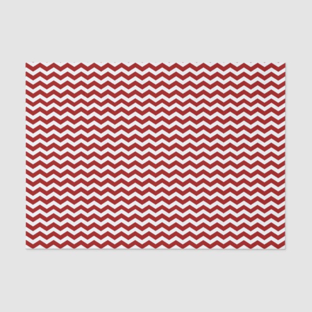 Red and White Chevron Pattern Tissue Paper (Front)