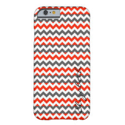 Red and White Chevron Stripes Monogram Barely There iPhone 6 Case