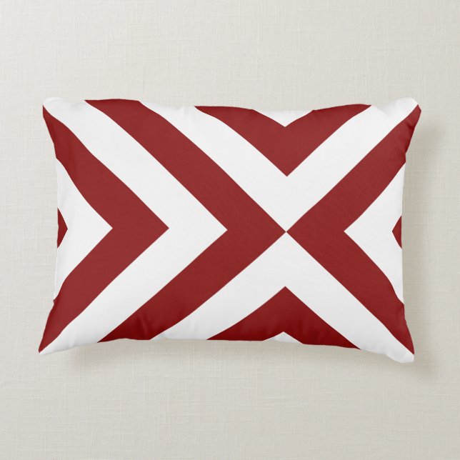 Red and White Chevrons Accent Pillow (Back)