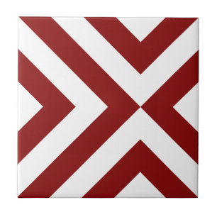 Red and White Chevrons Ceramic Tile