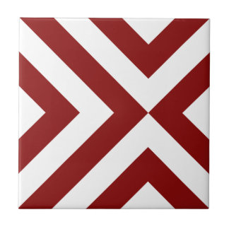 Red and White Chevrons Ceramic Tile
