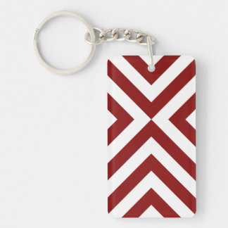 Red and White Chevrons Keychain