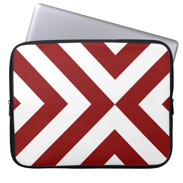Red and White Chevrons Laptop Sleeve (Front)