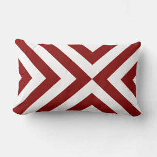 Red and White Chevrons Lumbar Pillow