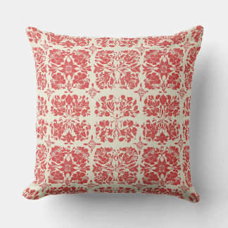 Red and White Chinoiserie Toile Pattern Throw Pillow