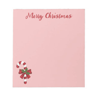 Red And White Christmas Candy Cane And Custom Text Notepad