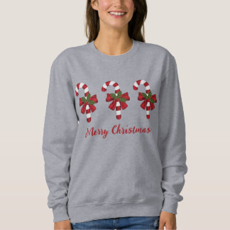 Red And White Christmas Candy Canes &amp; Custom Text Sweatshirt