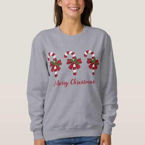 Red And White Christmas Candy Canes  Custom Text Sweatshirt