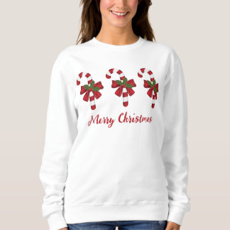 Red And White Christmas Candy Canes &amp; Custom Text Sweatshirt