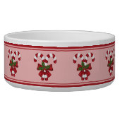 Red And White Christmas Candy Canes Festive Pink Bowl (Left)