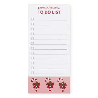 Red And White Christmas Candy Canes To Do List Magnetic Notepad