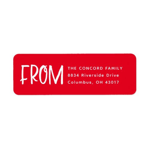 Red and white Christmas card return address Label