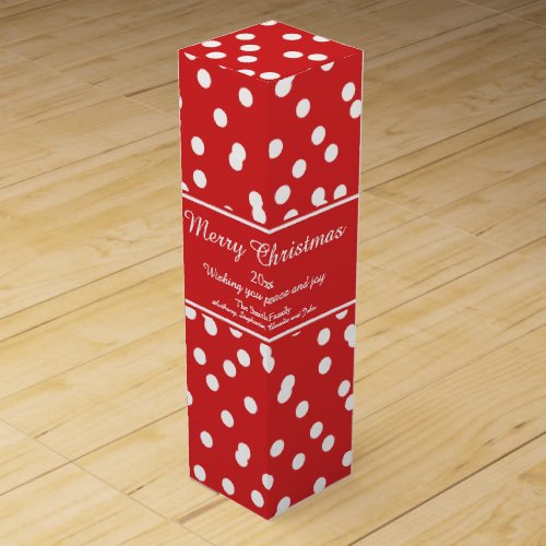 Red and White Christmas Confetti Greetings Wine Box