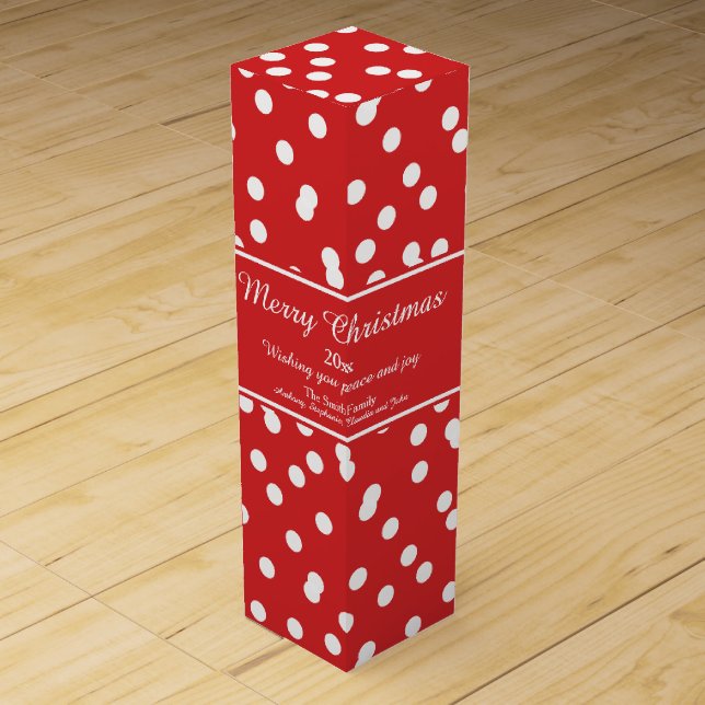 Red and White Christmas Confetti Greetings Wine Box (Front)