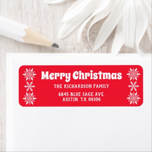 Red And White Christmas Custom Name Return Address Label