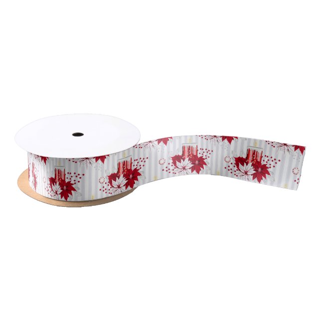 Red And White Christmas Decorations Satin Ribbon (Spool)