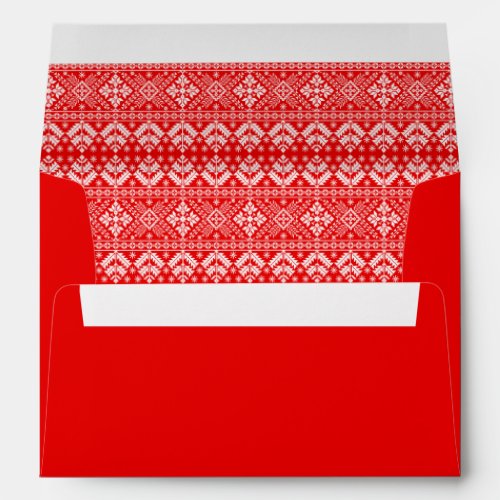 Red and White Christmas Fair Isle Pattern Envelope
