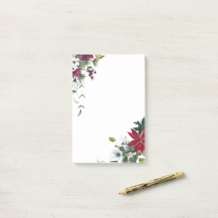 Red and White Christmas Flowers Post-it Notes