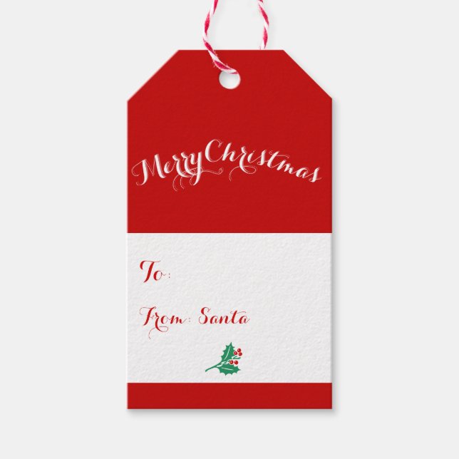 Red And White Christmas Gift Tags (Front)