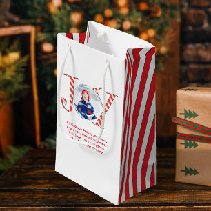Red and White Christmas Joy Personalized Small Gift Bag