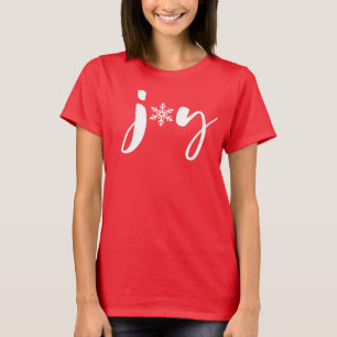 Red and White Christmas Joy Snowflake Handlettered T-Shirt