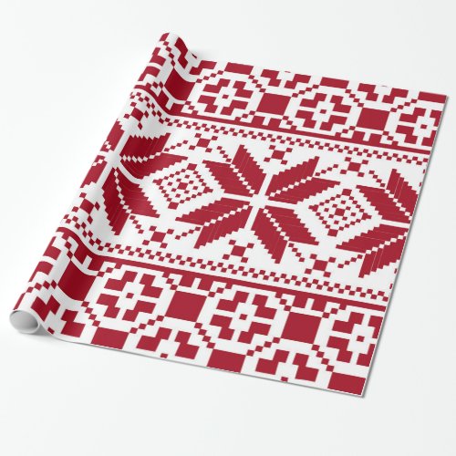 Red and White Christmas Knit Pattern Wrapping Paper