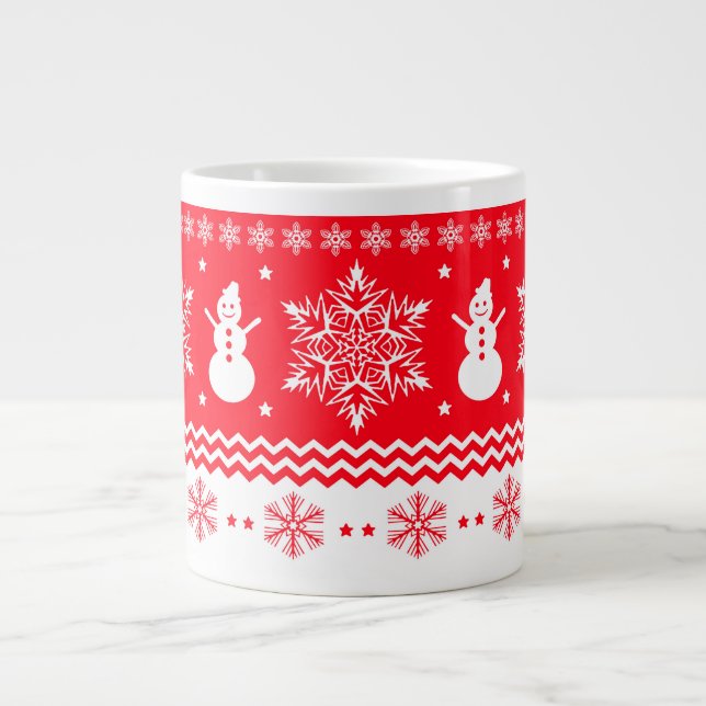 Red and White Christmas Large Coffee Mug (Front)