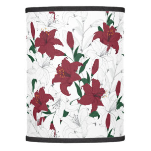 Red and White Christmas Lilies Lamp Shade