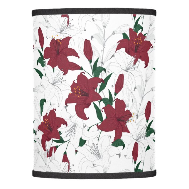 Red and White Christmas Lilies Lamp Shade (Front)