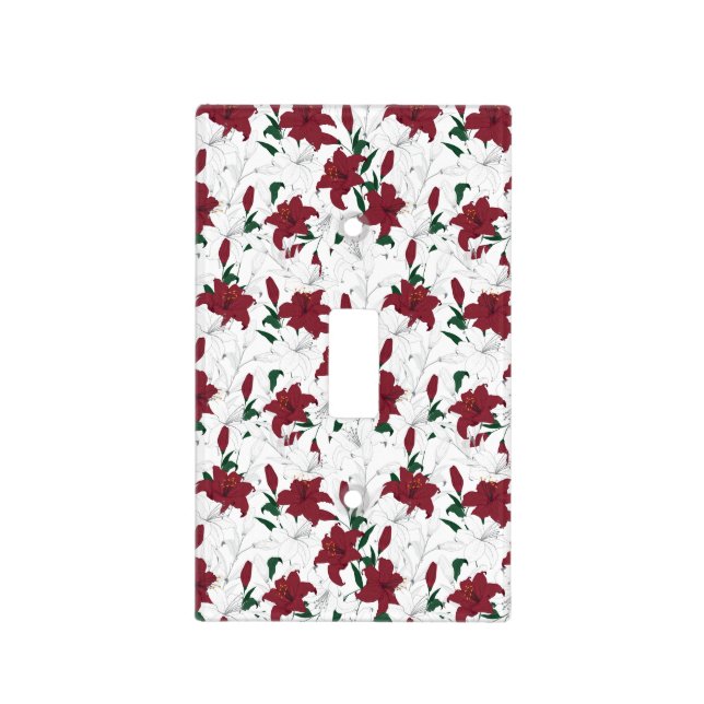 Red and White Christmas Lilies Light Switch Cover (Front)