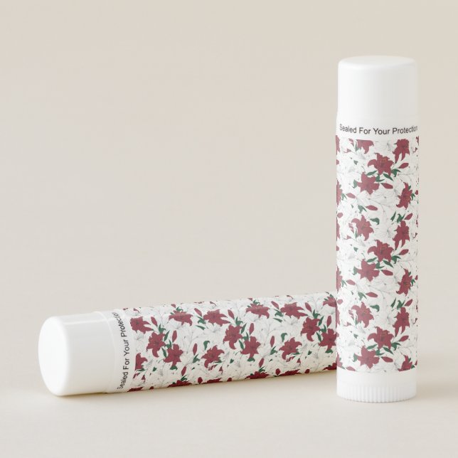 Red and White Christmas Lilies Lip Balm (Front)