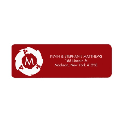 Red and White Christmas Monogram Label