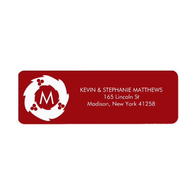 Red and White Christmas Monogram Label (Front)