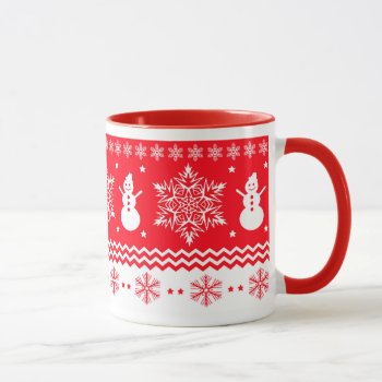 Red And White Christmas Mug by 85leobar85 at Zazzle
