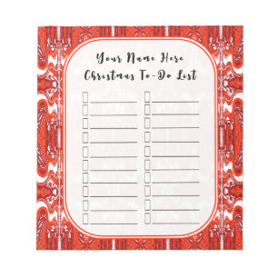 Red and White Christmas Notepad Holiday To-Do List