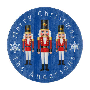 Red and White Christmas Nutcrackers Personalize Cutting Board