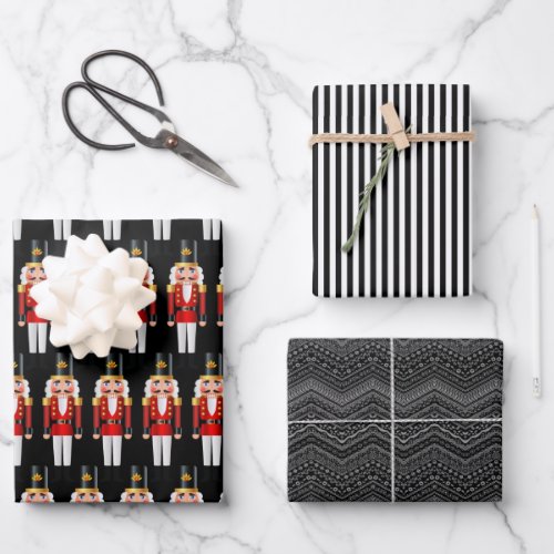 Red and White Christmas Nutcrackers Wrapping Paper