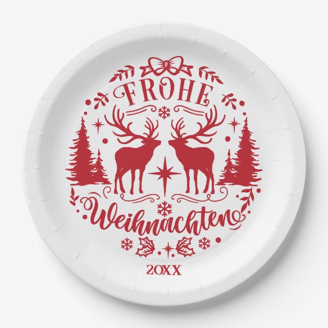 Red and White Christmas  Paper Plates (Front)
