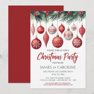 Red and White Christmas Party Invitation