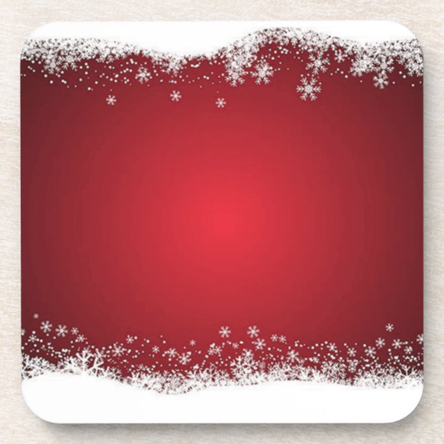 Red And White Christmas Pattern Beverage Coaster (Front)