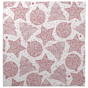 Red and White Christmas Pattern Cloth Napkin Set