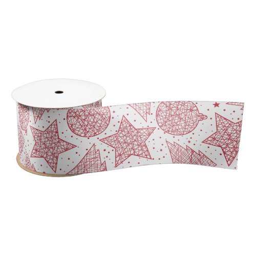 Red and White Christmas Pattern Ribbon