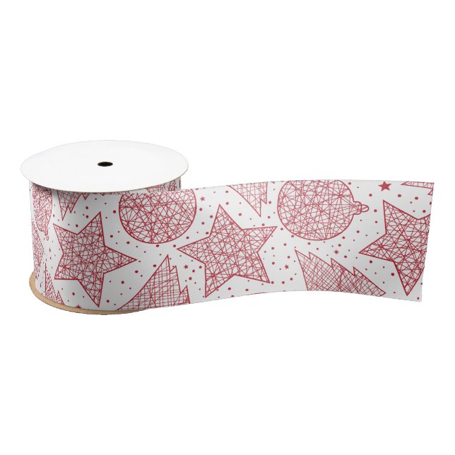 Red and White Christmas Pattern Ribbon (Spool)