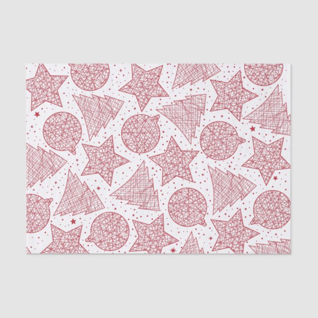 Red and White Christmas Pattern Tissue Paper (Front)