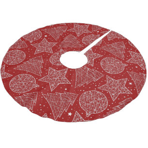 Red and White Christmas Pattern Tree Skirt