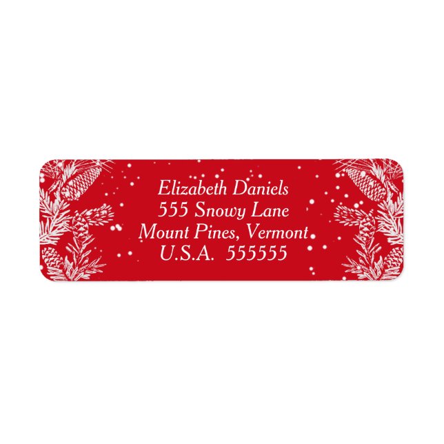 Red and White, Christmas Return Address Label (Front)