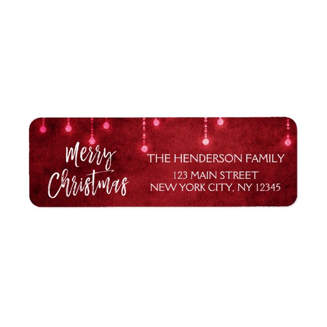 Red and White Christmas Script Holiday Label (Front)