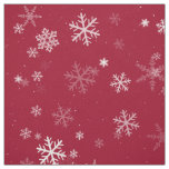 Red and White Christmas Snowflake Pattern Fabric